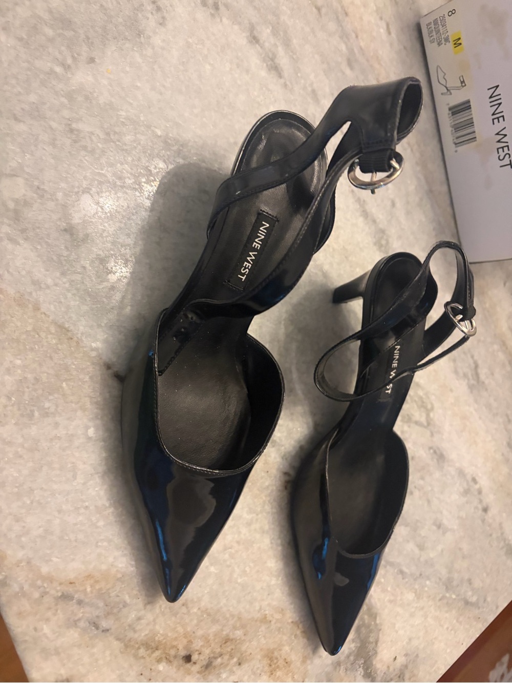Nine West Black  Pointed Toe Ankle-Strap Heels - Picture 5 of 8